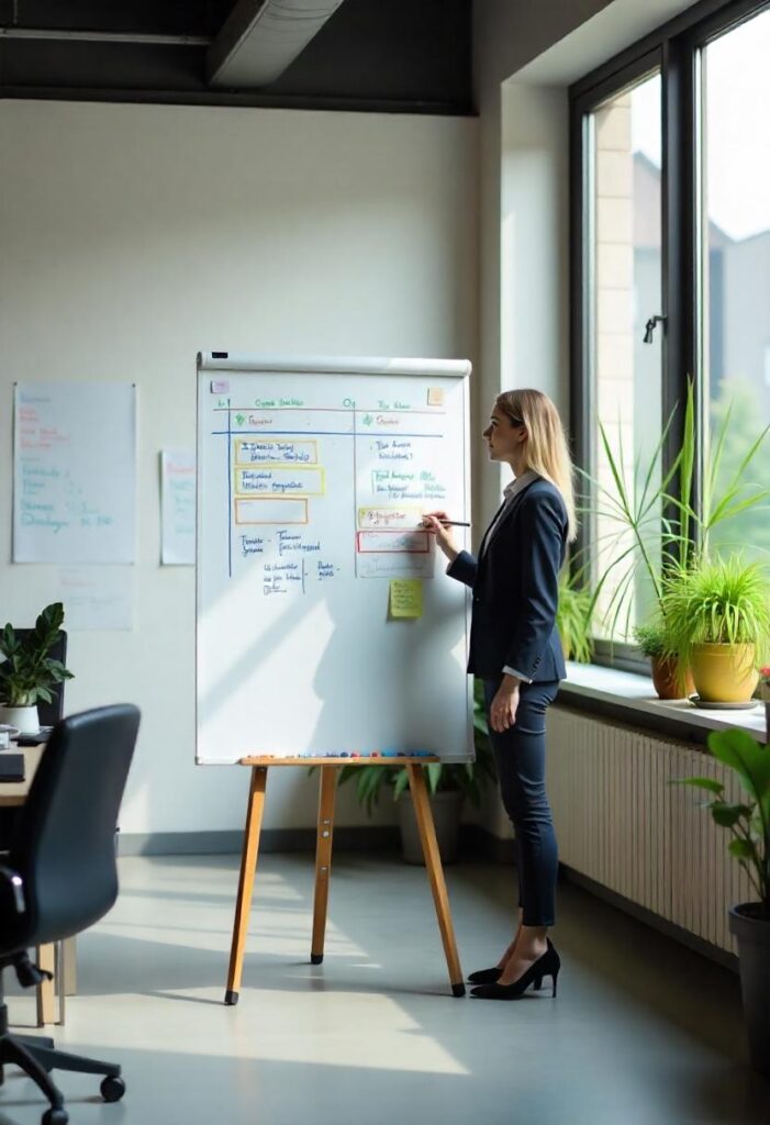 Flexible Nutzung der wiederbeschreibbaren Platte für kreative Ideen und Büroorganisation, dank des Spezialist der Werbetechnik.