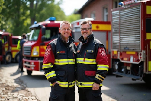 feuerwehrbekleidung einsatzkleidung reflexstreifen din en 469 beklebung textildruck bestickung psa anzug helm 2025 KINGKONG werbefabrik
