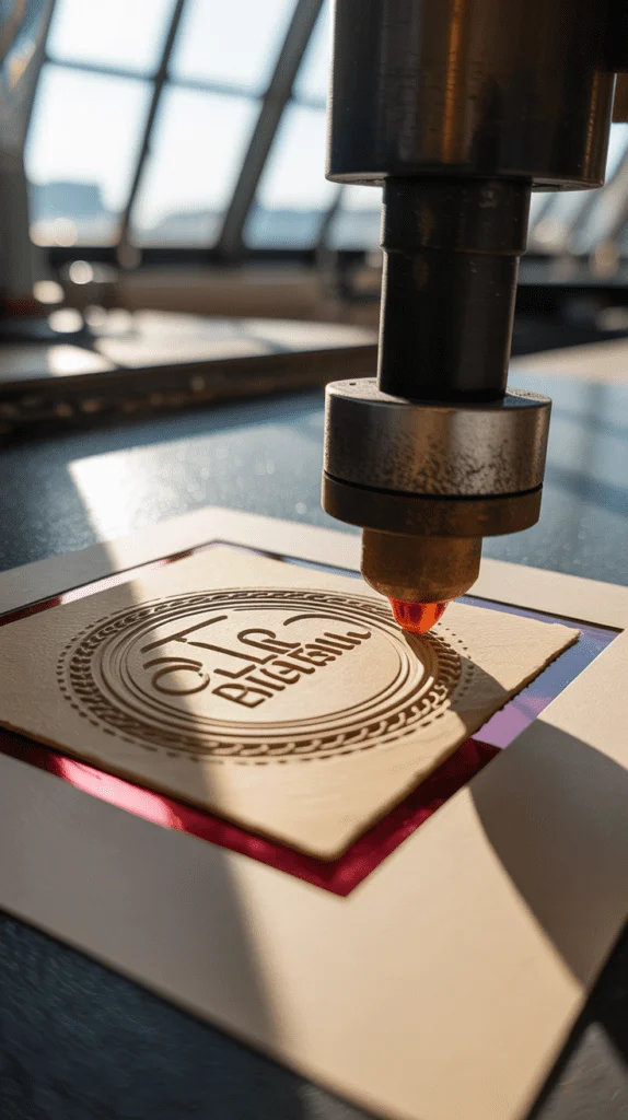 Heißfolienprägung eines Logos als hochwertige Prägung mit Reliefwirkung