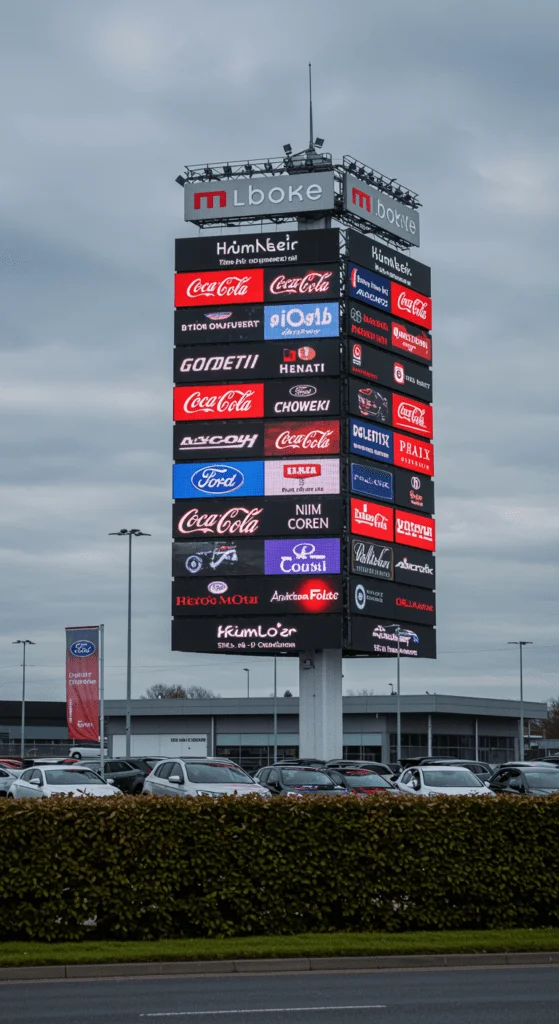 freepik massive landmark pylon beside automotive showroom 87581 KINGKONG werbefabrik